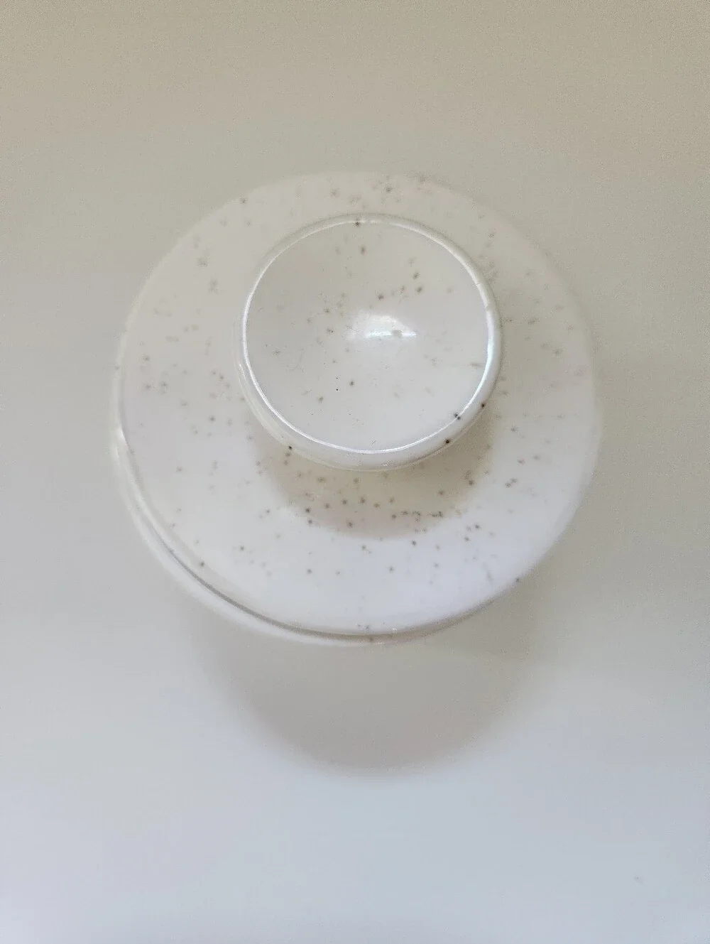 White Speckled Ceramic BUTTER Crock Farmhouse Kitchen Decor